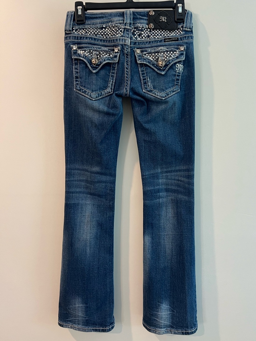 Miss Me Jeans SZ 26 jp5002-18r boot rhinestones flap pocket